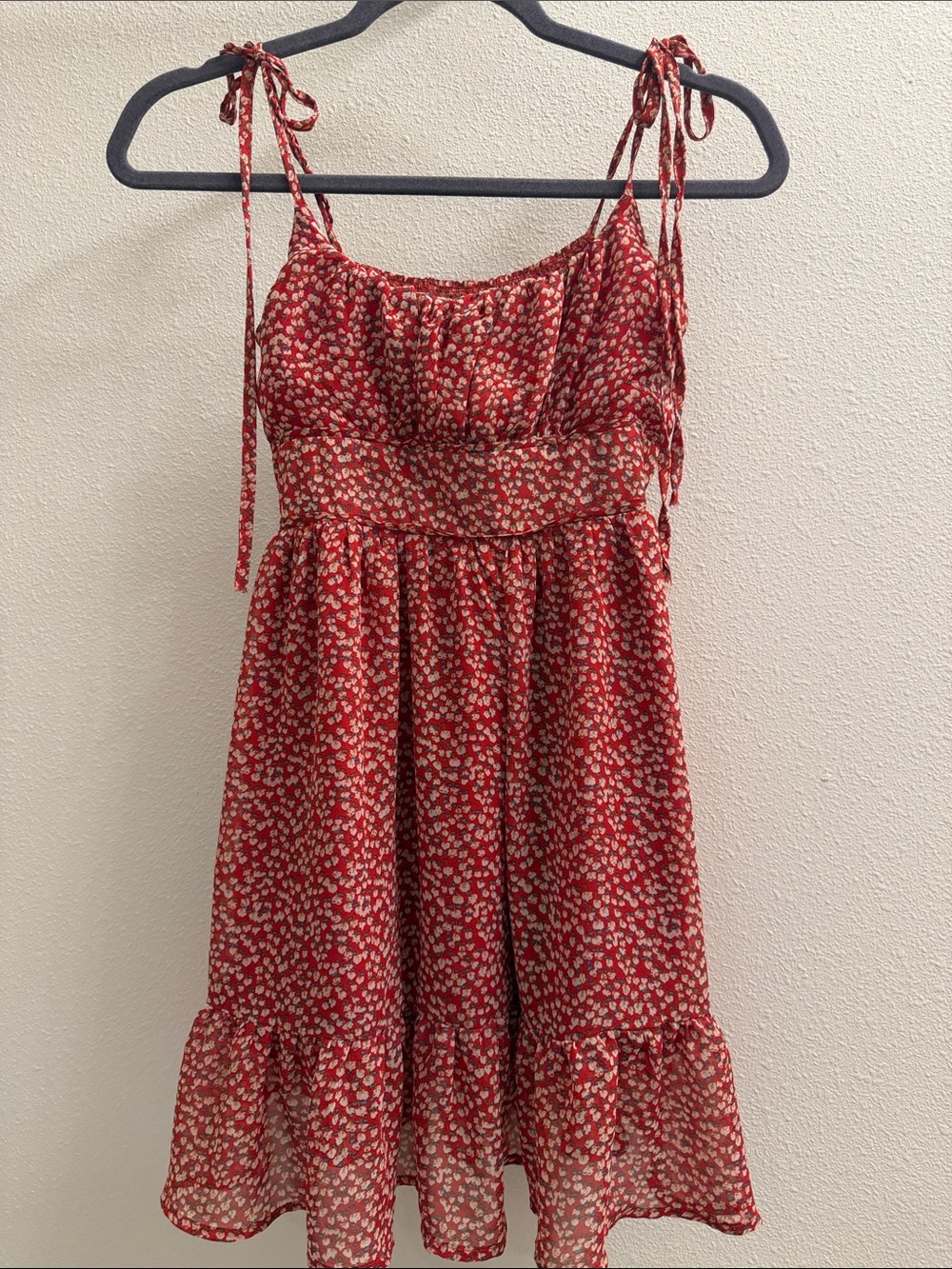 Princess Polly Red Floral Tie-Shoulder Mini Dress